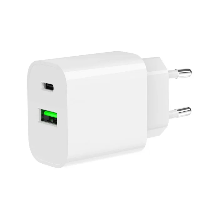 Gembird TA-UC-PDQC20-01-W Cargador Rápido USB 20W con QC 3.0 y Power Delivery, 2 Puertos (USB-C + USB-A), Protecciones Inteligente, Blanco