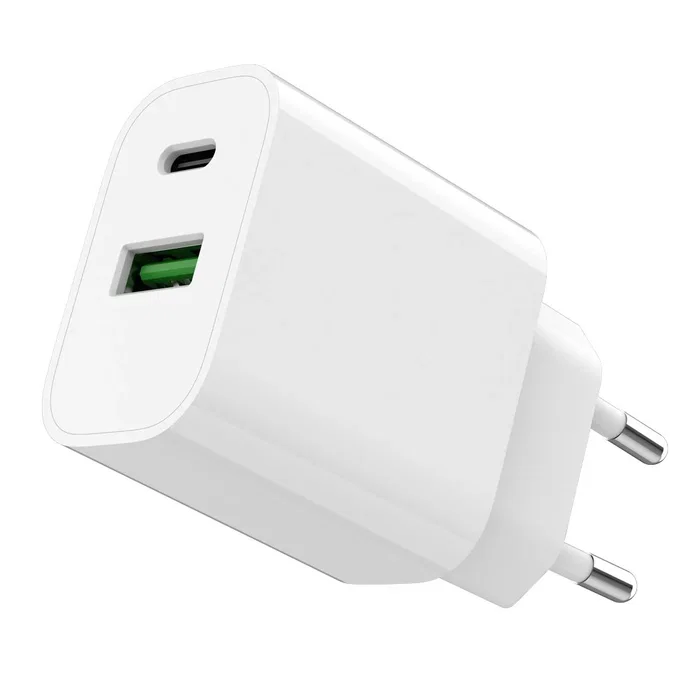 Gembird TA-UC-PDQC20-01-W Cargador Rápido USB 20W con QC 3.0 y Power Delivery, 2 Puertos (USB-C + USB-A), Protecciones Inteligente, Blanco