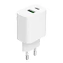 Gembird TA-UC-PDQC20-01-W Cargador Rápido USB 20W con QC 3.0 y Power Delivery, 2 Puertos (USB-C + USB-A), Protecciones Inteligente, Blanco