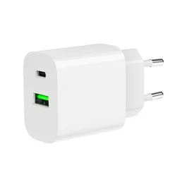 Gembird TA-UC-PDQC20-01-W Cargador Rápido USB 20W con QC 3.0 y Power Delivery, 2 Puertos (USB-C + USB-A), Protecciones Inteligente, Blanco