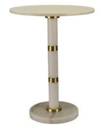 DKD Home Decor Mesita Auxiliar de Mármol y Metal Blanco y Dorado