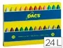 Dacs Lápices Cera Caja de 24 Colores Surtidos, Colores Vivos y Cubrientes, Trazo Suave