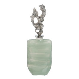 Ixia Botella Decorativa Verde-Plata Cristal 16 x 10 x 46 cm