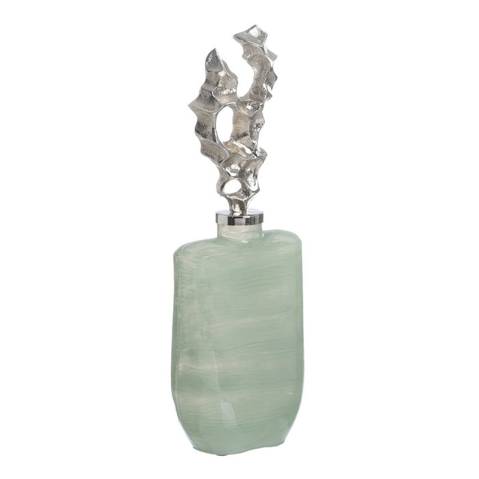 Ixia Botella Decorativa Verde-Plata Cristal 16 x 10 x 46 cm