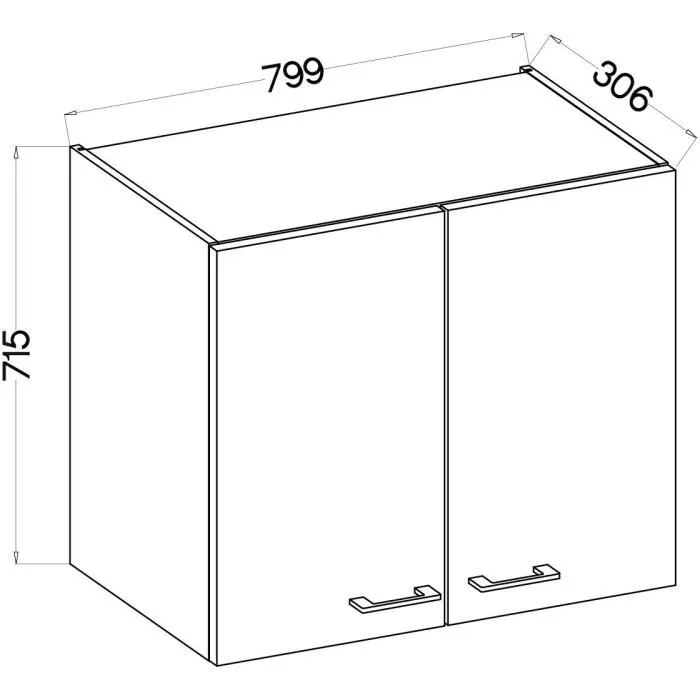 Cuisinier Mueble alto MODENA80G2F 80 cm Roble artesanal y negro mate