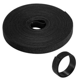 Ewent Tira organizadora de cables con velcro hoop and loop, nailon, 10m x 15mm, negro
