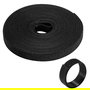 Ewent EW1563 Cinta Sujetacables de Nylon con Velcro, Rollo de 10 Metros y 15mm de Ancho, Reutilizable y Multiusos - Negro