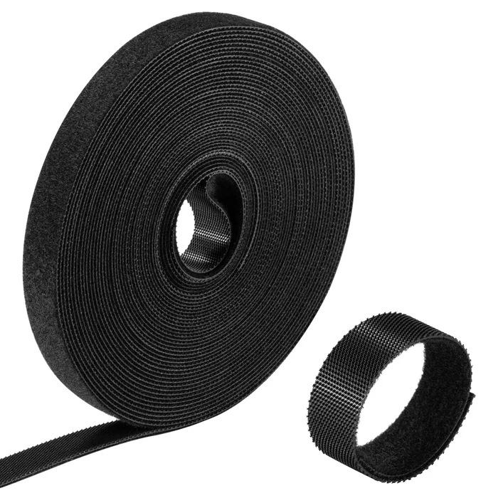 Ewent EW1563 Cinta Sujetacables de Nylon con Velcro, Rollo de 10 Metros y 15mm de Ancho, Reutilizable y Multiusos - Negro
