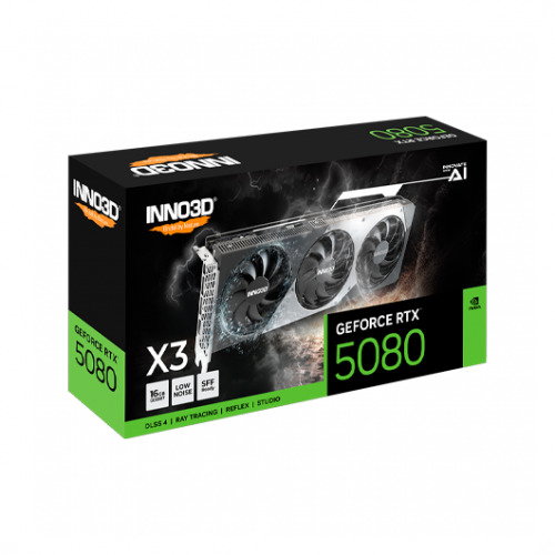 Inno3D Tarjeta Gráfica GeForce RTX 5080 X3 16GB GDDR7 256-bit 3x DisplayPort 1x HDMI 3 Ventiladores