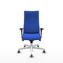 PIQUERAS Y CRESPO Sillón Albacete Azul con Mecanismo Sincro y Base Blanca