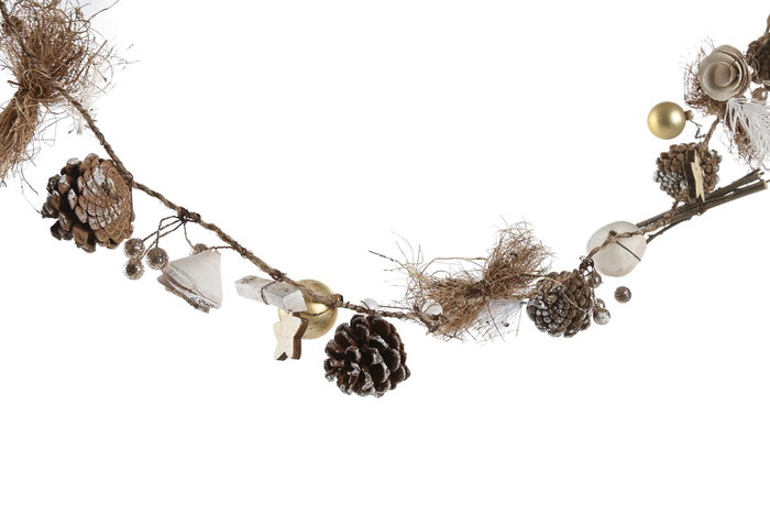 DKD Home Decor Guirnalda de Piñas Naturales Dorado 10x10x150 cm