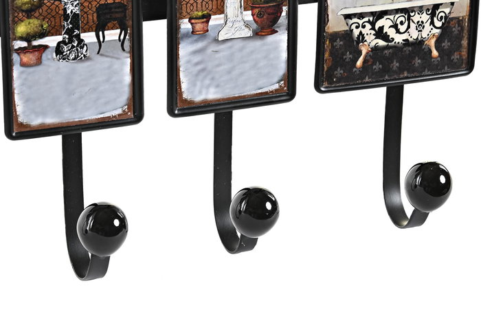 DKD Home Decor Perchero Tradicional Negro Blanco Metal 6 x 18 x 38 cm (4 Unidades)