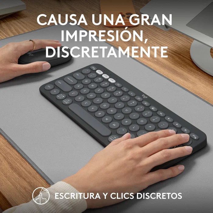 Logitech 920 012227 Pebble 2 Combo - Teclado y Ratón Inalámbrico RF + Bluetooth QWERTY Español Grafito - Kit Multi-Dispositivo - Color Grafito