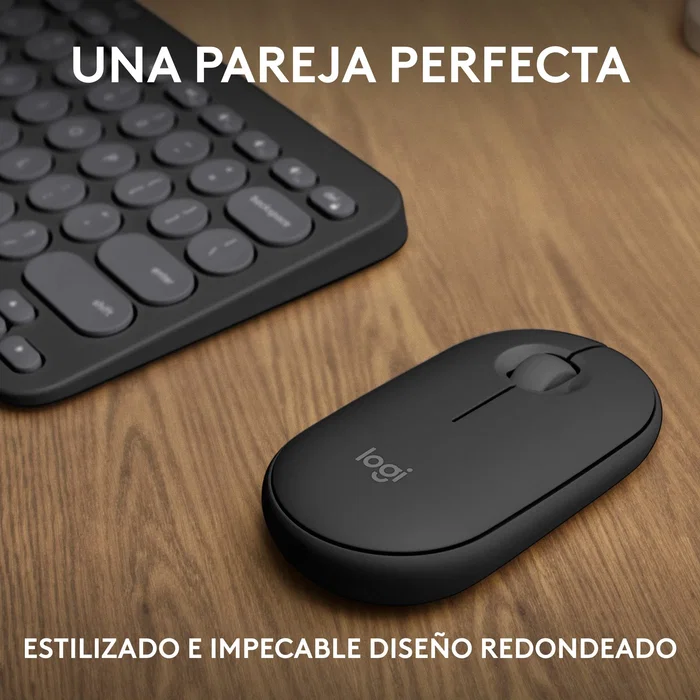Logitech 920 012227 Pebble 2 Combo - Teclado y Ratón Inalámbrico RF + Bluetooth QWERTY Español Grafito - Kit Multi-Dispositivo - Color Grafito
