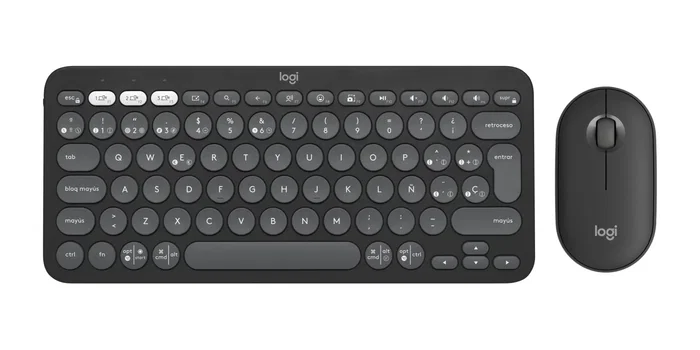 Logitech 920 012227 Pebble 2 Combo - Teclado y Ratón Inalámbrico RF + Bluetooth QWERTY Español Grafito - Kit Multi-Dispositivo - Color Grafito