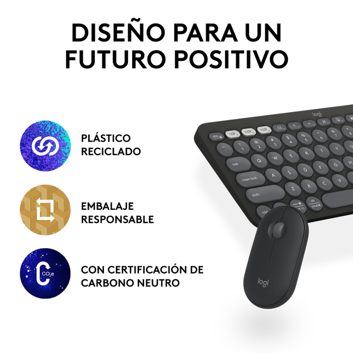 Logitech 920-012227 Combo Teclado y Ratón Inalámbrico RF Wireless + Bluetooth QWERTY Español Grafito