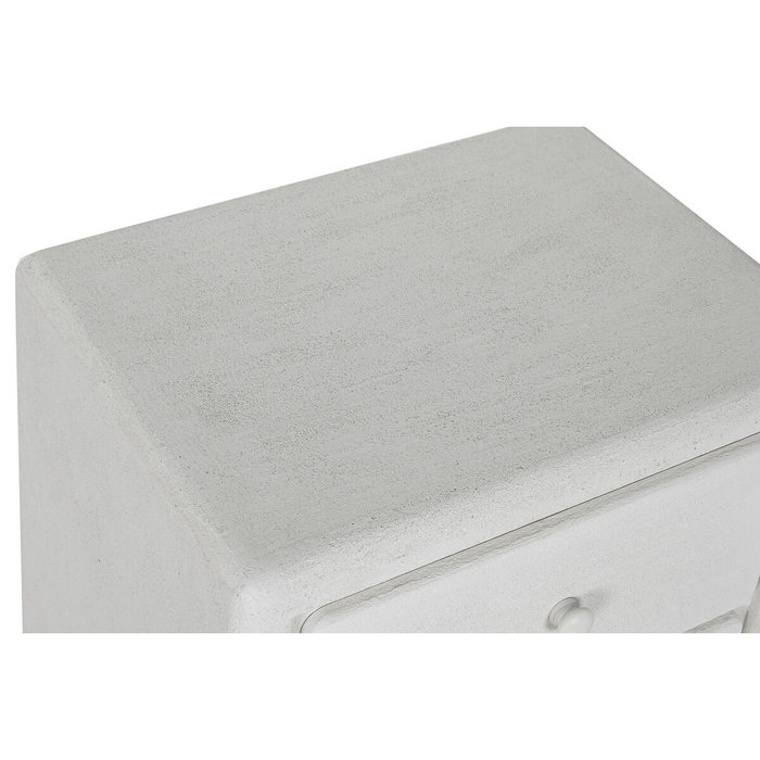 DKD Home Decor Mesita de Noche RUGOSO SHIJI Blanca con 2 Cajones DKD Home Decor Mesita de Noche RUGOSO SHIJI Blanca con 2 Cajones