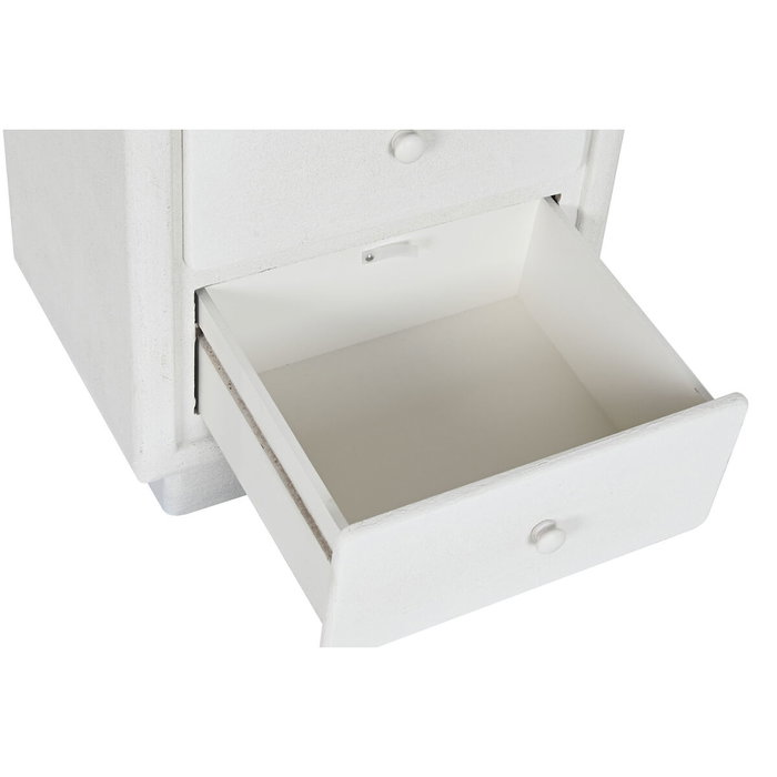DKD Home Decor Mesita de Noche RUGOSO SHIJI Blanca con 2 Cajones DKD Home Decor Mesita de Noche RUGOSO SHIJI Blanca con 2 Cajones