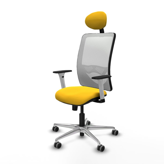PIQUERAS Y CRESPO Silla de oficina Zulema con mecanismo Sincro, Amarillo y Blanco
