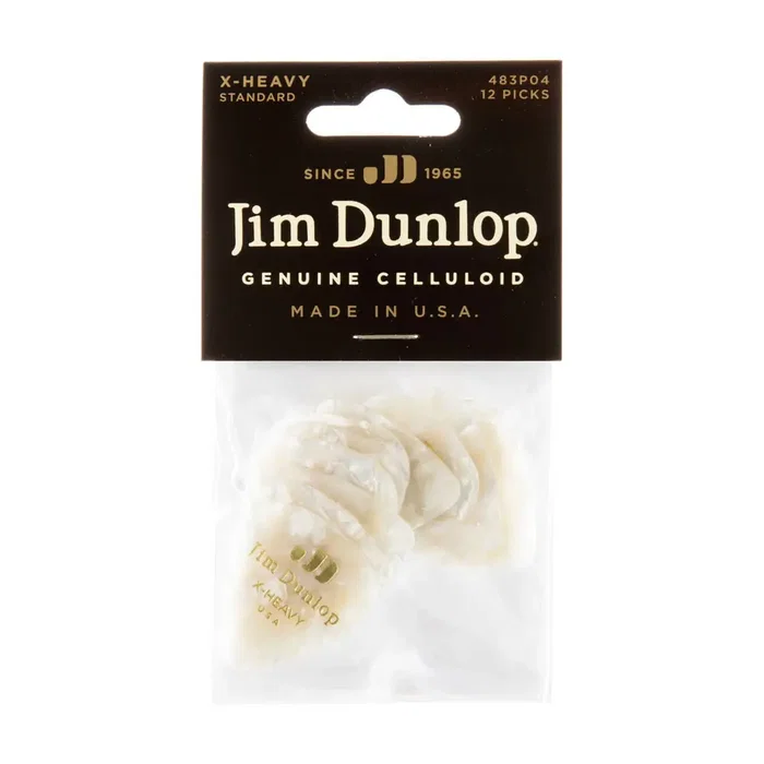DUNLOP Pack de 72 Púas Genuine Celluloid Classic Blanco Perlado - X Heavy DUNLOP Pack de 72 Púas Genuine Celluloid Classic Blanco Perlado - X Heavy