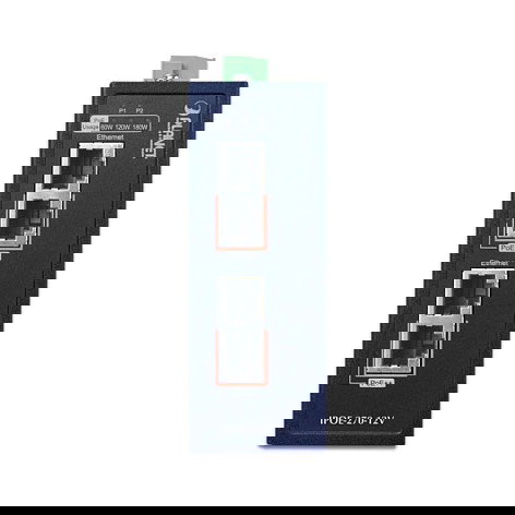 Planet IPOE-270-12V - Inyector PoE++ Industrial 2 Puertos Multi-Gigabit (2.5G/5G) con 802.3bt, Montaje Pared/DIN, IP30, 12-56V