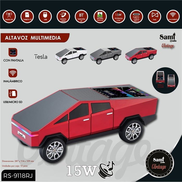 SAMI Altavoz Vintage "Tesla" Rojo Multimedia 15W C