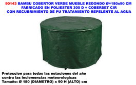 Cobertor de Bambú Verde para Muebles Redondos Ø 180x90 cm Poliéster