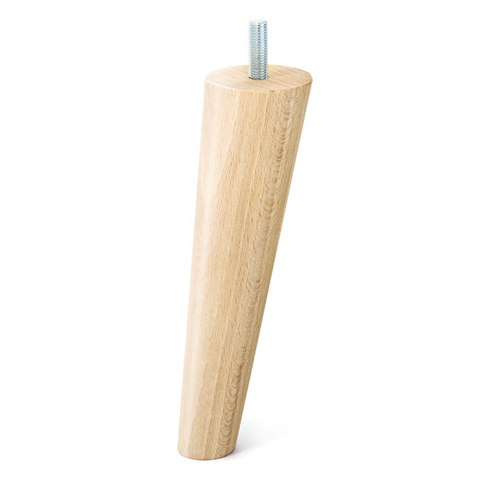 Q&Q Pata Madera Cónica Inclinada H120-H150 M8 Natural/Negro - Altura 120mm/150mm, Rosca M8, Fabricada en España