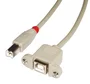 Lindy 31800 Cable USB 2.0 B Macho a B Hembra 0.5m (0.5 Metros) - Extensión o Prórroga - Gris