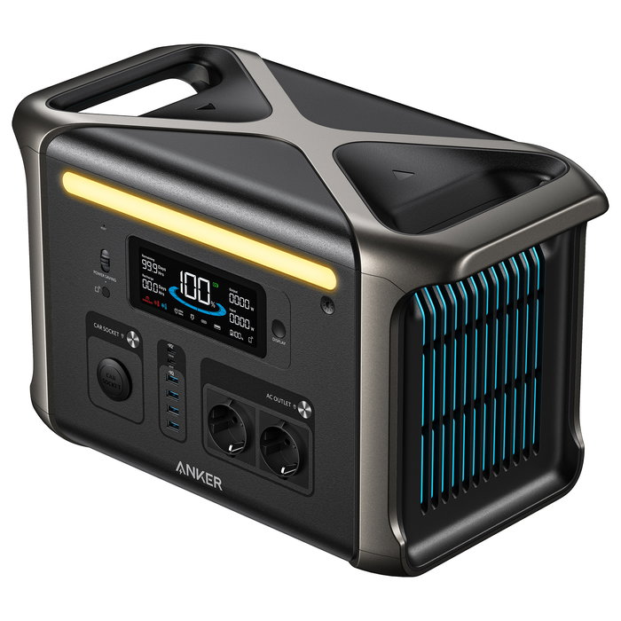 Anker Solix F1500 Estación de Energía 1536Wh 1800W con Batería LiFePO4, Entrada Solar de 600W, Tecnologías HyperFlash e InfiniPower, Color Negro