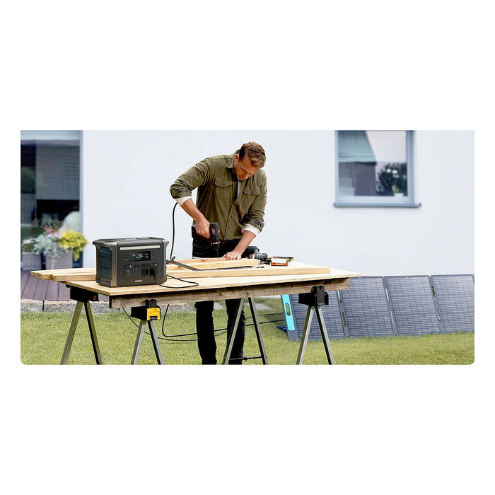 Anker Solix F1500 Estación de Energía 1536Wh 1800W con Batería LiFePO4, Entrada Solar de 600W, Tecnologías HyperFlash e InfiniPower, Color Negro