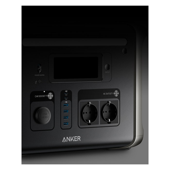 Anker Solix F1500 Estación de Energía 1536Wh 1800W con Batería LiFePO4, Entrada Solar de 600W, Tecnologías HyperFlash e InfiniPower, Color Negro
