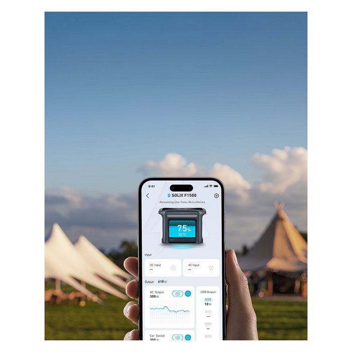 Anker Solix F1500 Estación de Energía 1536Wh 1800W con Batería LiFePO4, Entrada Solar de 600W, Tecnologías HyperFlash e InfiniPower, Color Negro