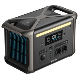 Anker Solix F1500 Estación de Energía 1536Wh 1800W con Batería LiFePO4, Entrada Solar de 600W, Tecnologías HyperFlash e InfiniPower, Color Negro