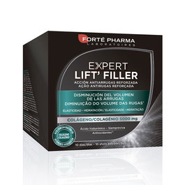 FORTÉ PHARMA Expert Lift Filler - Colágeno 5000 mg + Ácido Hialurónico para Disminución de Arrugas, 10 Ampollas