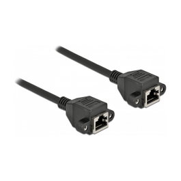 DeLOCK Cable de extensión de red Cat.6a S/FTP RJ45 hembra a RJ45 hembra, 1 m, negro