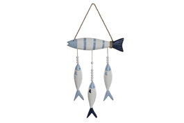 DKD Home Decor Decoración Colgante de Resina con Peces Azul y Blanco