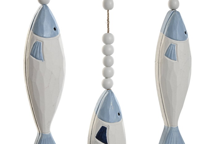 DKD Home Decor Decoración Colgante Mediterraneo Azul Blanco 4 x 32.5 x 65 cm (2 Unidades)