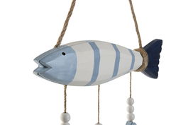 DKD Home Decor Decoración Colgante Mediterraneo Azul Blanco 4 x 32.5 x 65 cm (2 Unidades)