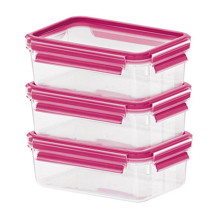 Emsa Clip&Close 515582 Pack de 3 transparente/rosa 0,55l Emsa Clip&Close 515582 Pack de 3 transparente/rosa 0,55l