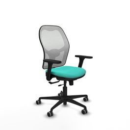 PIQUERAS Y CRESPO Silla de oficina Jorquera con mecanismo Sincro/Traslack, Turquesa y Blanco