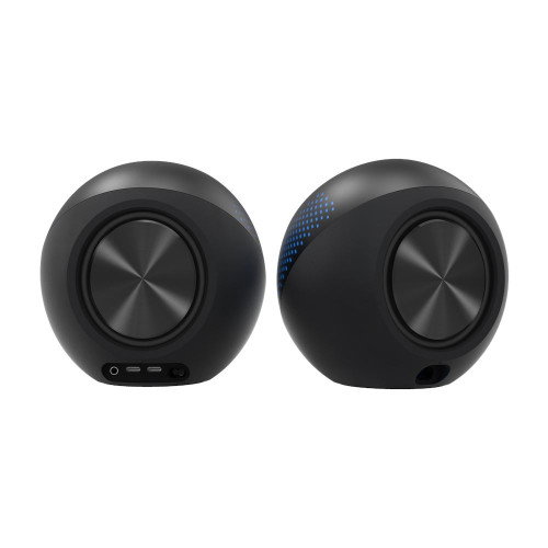 Creative Labs Altavoces Pebble X 2.0 RGB, 15W RMS, Bluetooth 5.3, USB-C, AUX, Negro para Escritorio/Hogar, Modelo 51MF1715AA000