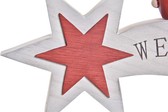 DKD Home Decor Decoración de Madera Estrella Fugaz Blanco y Rojo DKD Home Decor Decoración de Madera Estrella Fugaz Blanco y Rojo