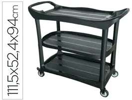 Q-connect Carro de Servicio Multifuncional con 3 Estantes de Plástico, 1115x524x940 mm