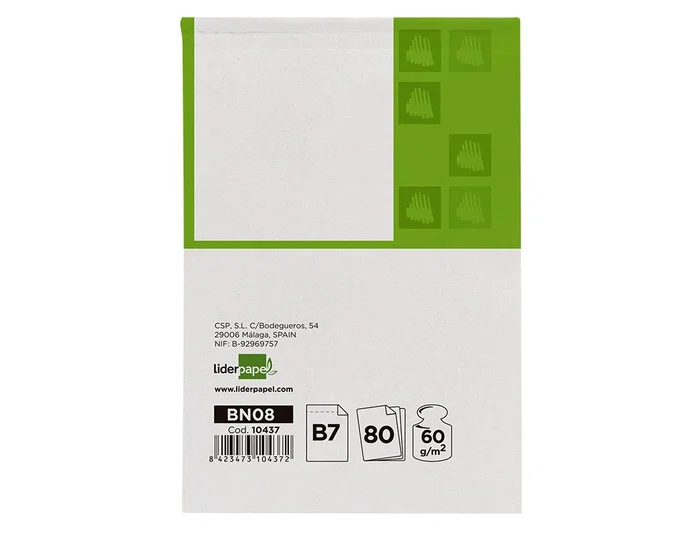 Liderpapel Bloc de Notas B7 Liso 80 Hojas 60 g/m2 Perforado