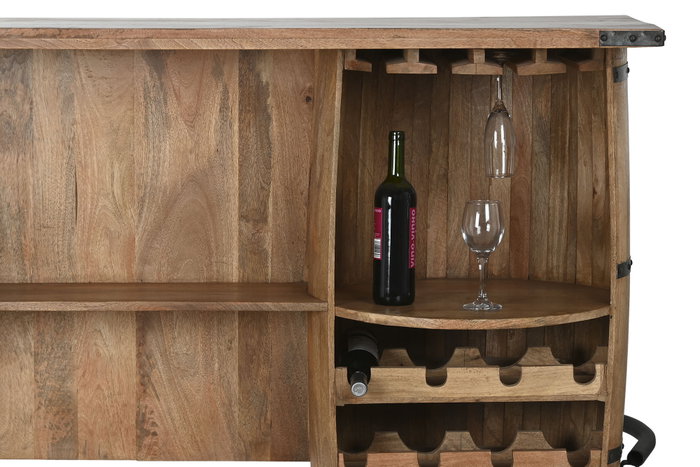 DKD Home Decor Mueble Bar Mango y Metal 60 x 100 x 180 cm