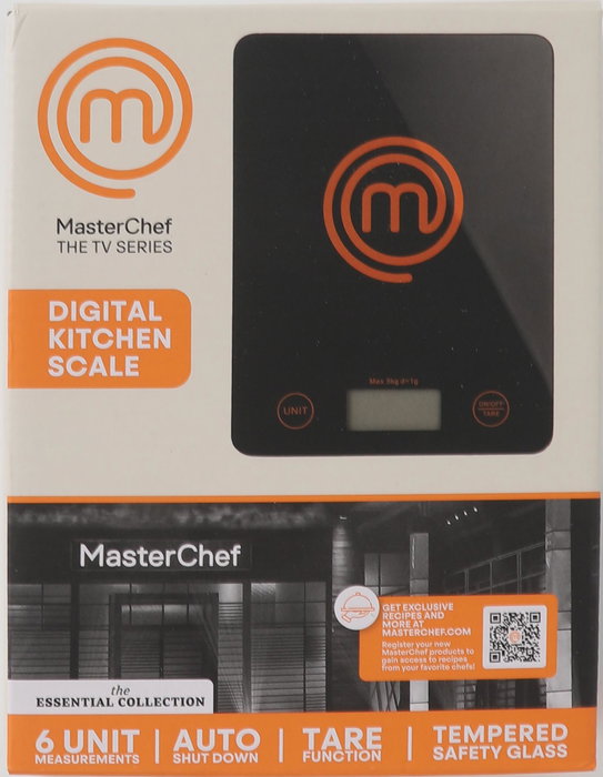 Masterchef Báscula de Cocina Digital 5Kg con Dimensiones 16,2 cm x 2,8 cm x 21,4 cm (12 Unidades)