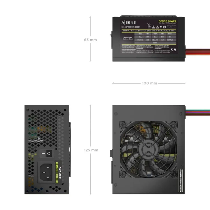 Aisens Fuente de Alimentación SFX 500W OEM Negra ASPC-500SFX-SEOBK