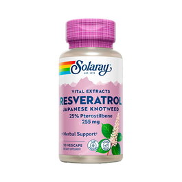 SOLARAY Super Resveratrol 250Mg 30 Capsulas - Trans-resveratrol de Polygonum Cuspidatum y Extracto de Uva