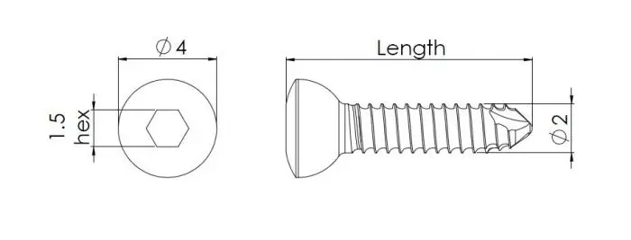 Vi CSST2716 Tornillo Cortical Autorroscante 2.7 mm x 16 mm Vi CSST2716 Tornillo Cortical Autorroscante 2.7 mm x 16 mm